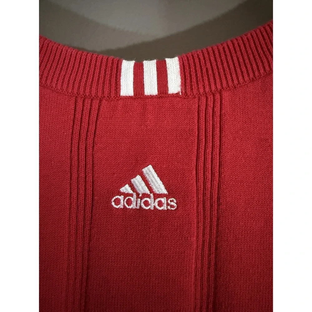 Adidas University of Wisconsin Badgers Men's 2XL Red Knit Sweater Vest Vtg